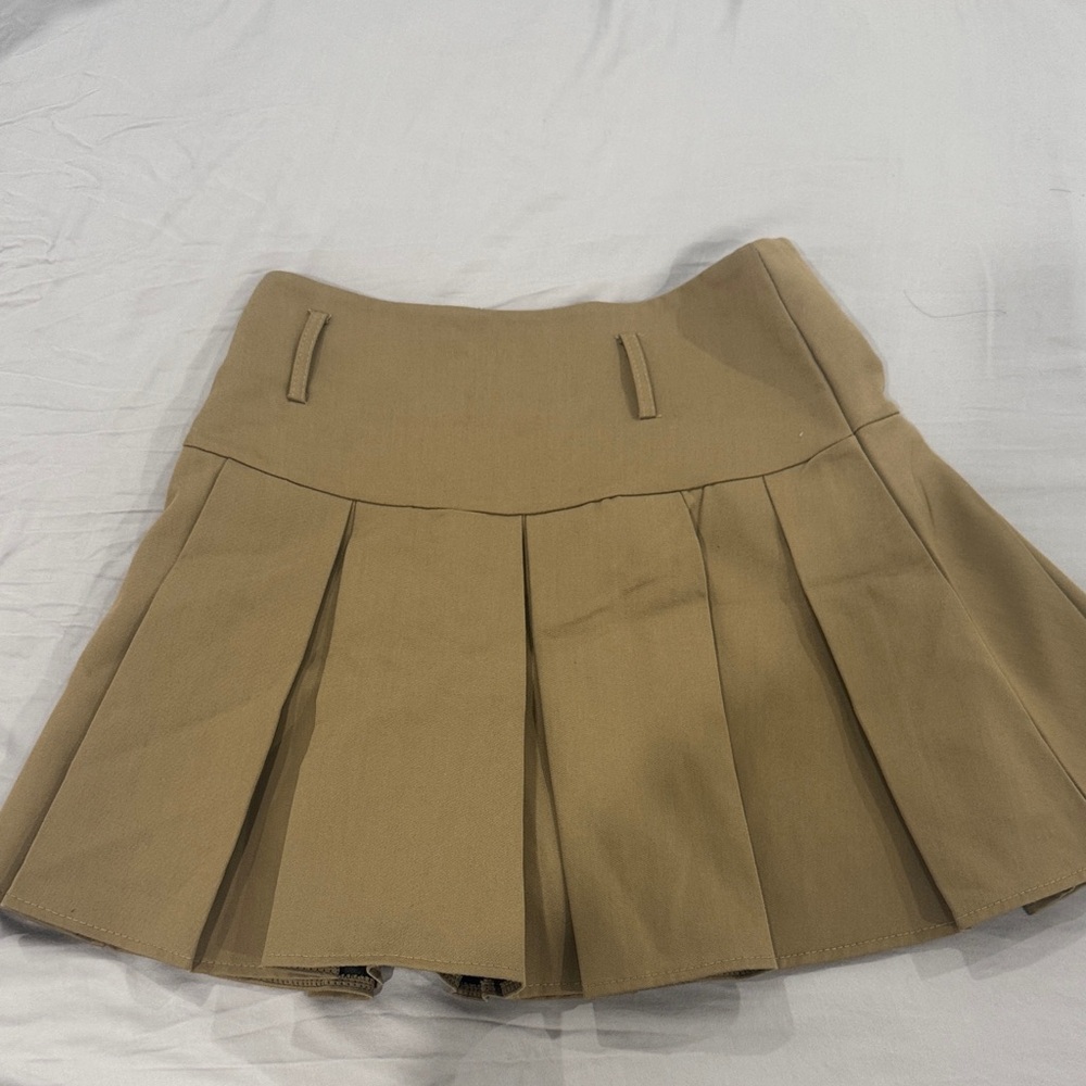 Classic Beige Pleated Skirt with Shorts
